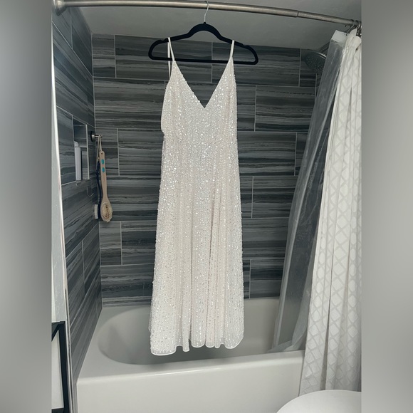 ASOS EDITION Eva Embellished Cami Midi Wedding Reception Dress in Ivory - Picture 11 of 12